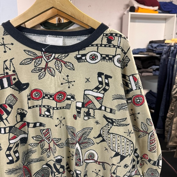 Vintage Cute All Over Print Sweater in Beige - Picture 2 of 4